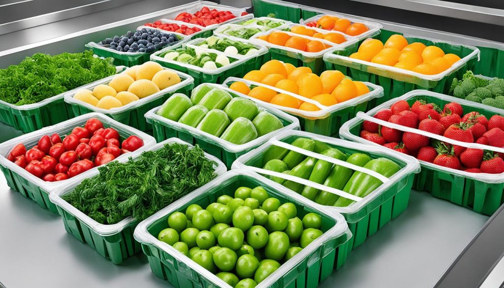 embalaje en el transporte de frutas y verduras